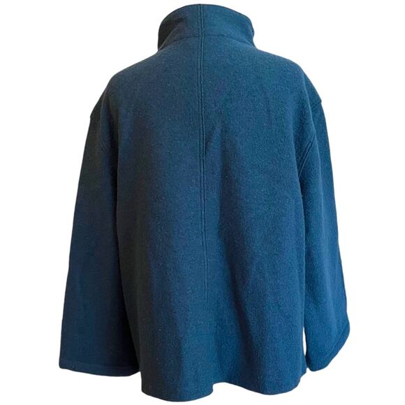 Hilary Radley Wool Swing Coat Womens Large Teal Blue Short Boxy Fit Lady Jacket - Picture 2 of 10